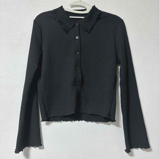 GU - 【美品】GU コンパクトポロカーディガン(長袖) ブラック　Mサイズ