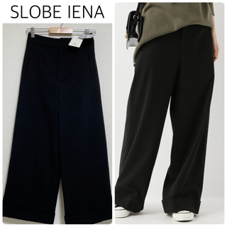 SLOBE IENA - 【新品タグ付】SLOBE IENAバックレースアップワイドパンツ　黒　サイズ38