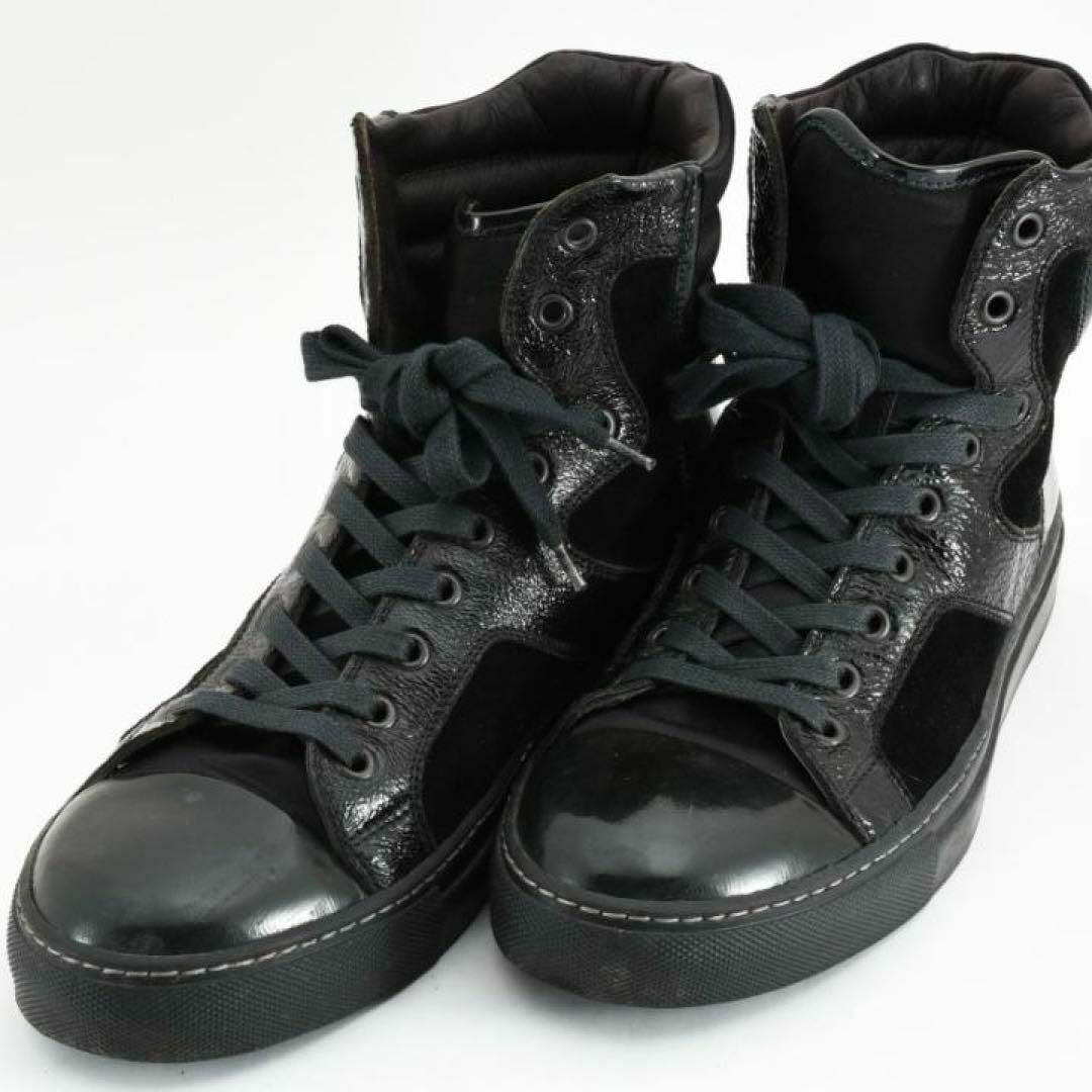 LANVIN(ランバン)のランバン　ハイカットスニーカー　異素材切り替え　黒　ブラック　6サイズ メンズの靴/シューズ(スニーカー)の商品写真
