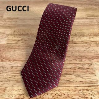 グッチ(Gucci)の極美品　GUCCI　グッチ　ボルドー　総柄シルクネクタイ　ワンポイントロゴ　GG(ネクタイ)