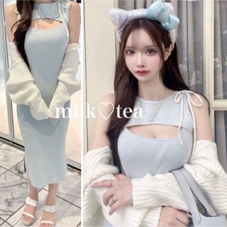 ダーリッチ(Darich)の新品 ルミニョン ribbon shoulder knit ensemble(ロングワンピース/マキシワンピース)