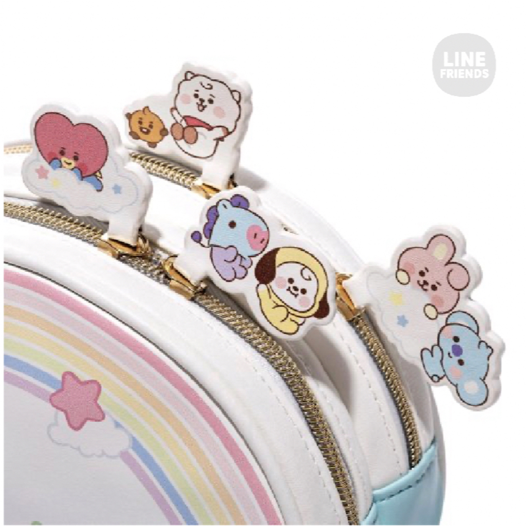 BT21(ビーティーイシビル)の【 BT21 】5周年 ベビー レインボー 箱庭ポーチ ダブルファスナー ① エンタメ/ホビーのおもちゃ/ぬいぐるみ(キャラクターグッズ)の商品写真