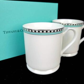 ティファニー(Tiffany & Co.)の△未使用 ◆ ティファニー　プラチナブルーバンド　マグカップ　2客　箱付き(グラス/カップ)