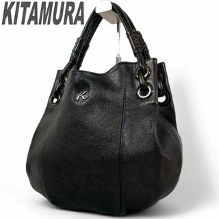 キタムラ(Kitamura)のキタムラ ハンドバッグ バケットバッグ Kロゴ ブラック 希少 手提げ レザー(ハンドバッグ)