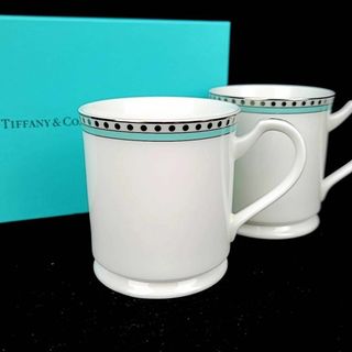 ティファニー(Tiffany & Co.)の△未使用 ◆ ティファニー　プラチナブルーバンド　マグカップ　2客　箱つき(グラス/カップ)