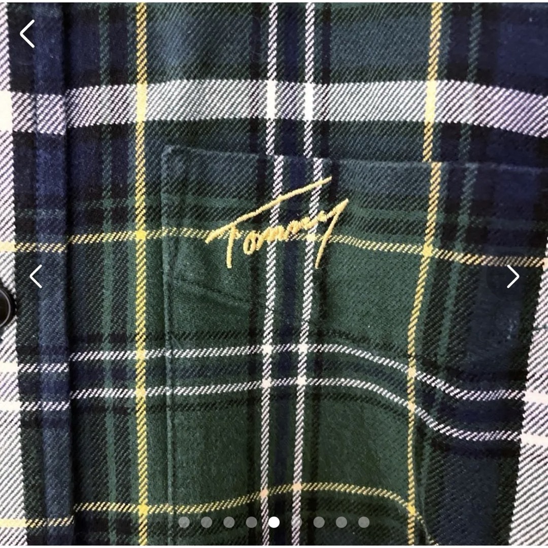 TOMMY(トミー)のTOMMY チェックワンピース　ロングシャツ　長袖　Sサイズ　トミー レディースのトップス(シャツ/ブラウス(長袖/七分))の商品写真