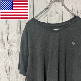 アメリカ古着 ワンポイントロゴ刺繍Tシャツ ダークグレー メンズ(Tシャツ/カットソー(半袖/袖なし))