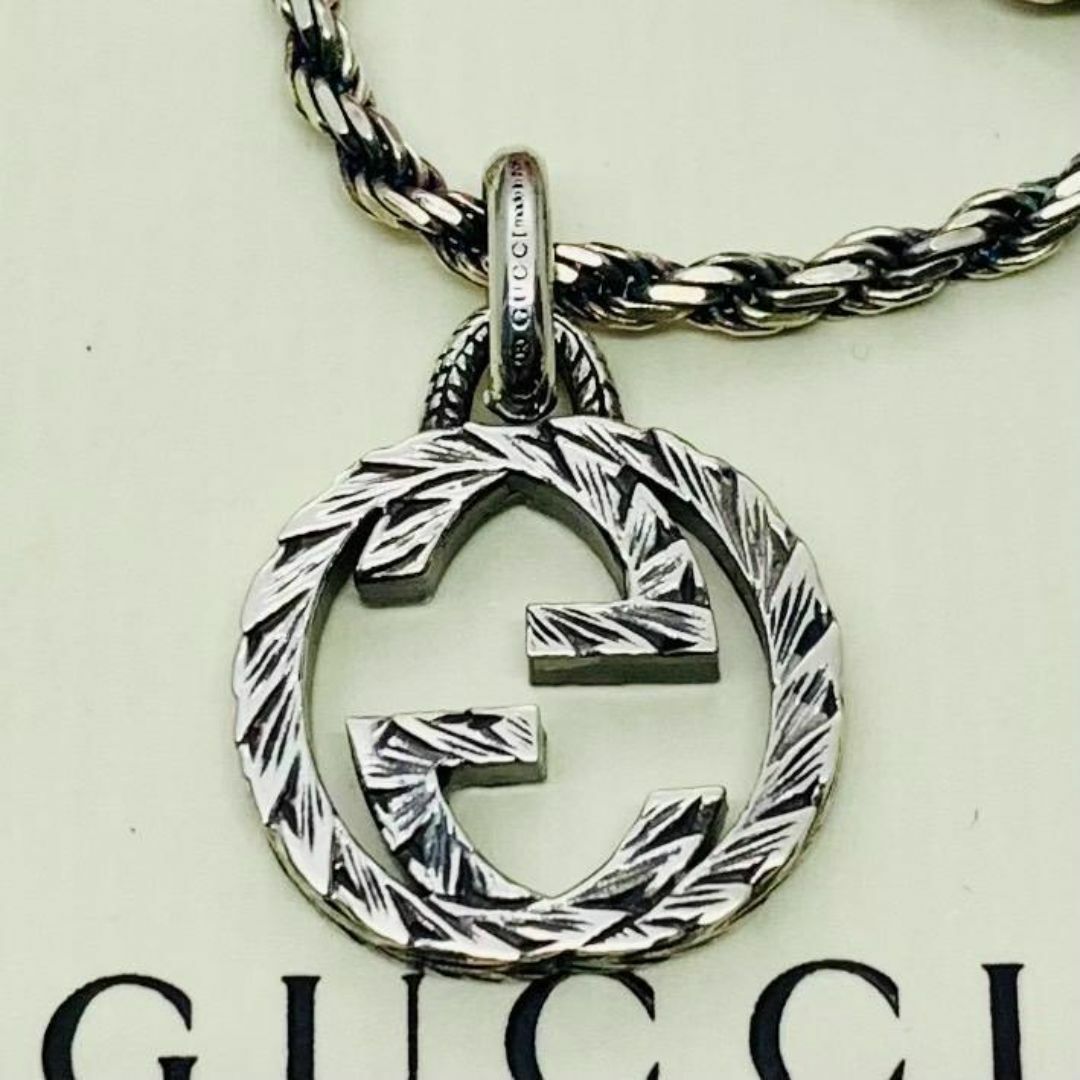 Gucci(グッチ)のC263 極美品 グッチ インターロッキングG アラベスク ネックレス シルバー レディースのアクセサリー(ネックレス)の商品写真