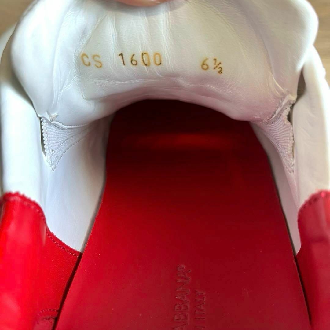 DOLCE&GABBANA(ドルチェアンドガッバーナ)のドルチェ&ガッバーナ　バイカラー　赤　白　レザースニーカー　ロゴ　6 1/2 メンズの靴/シューズ(スニーカー)の商品写真