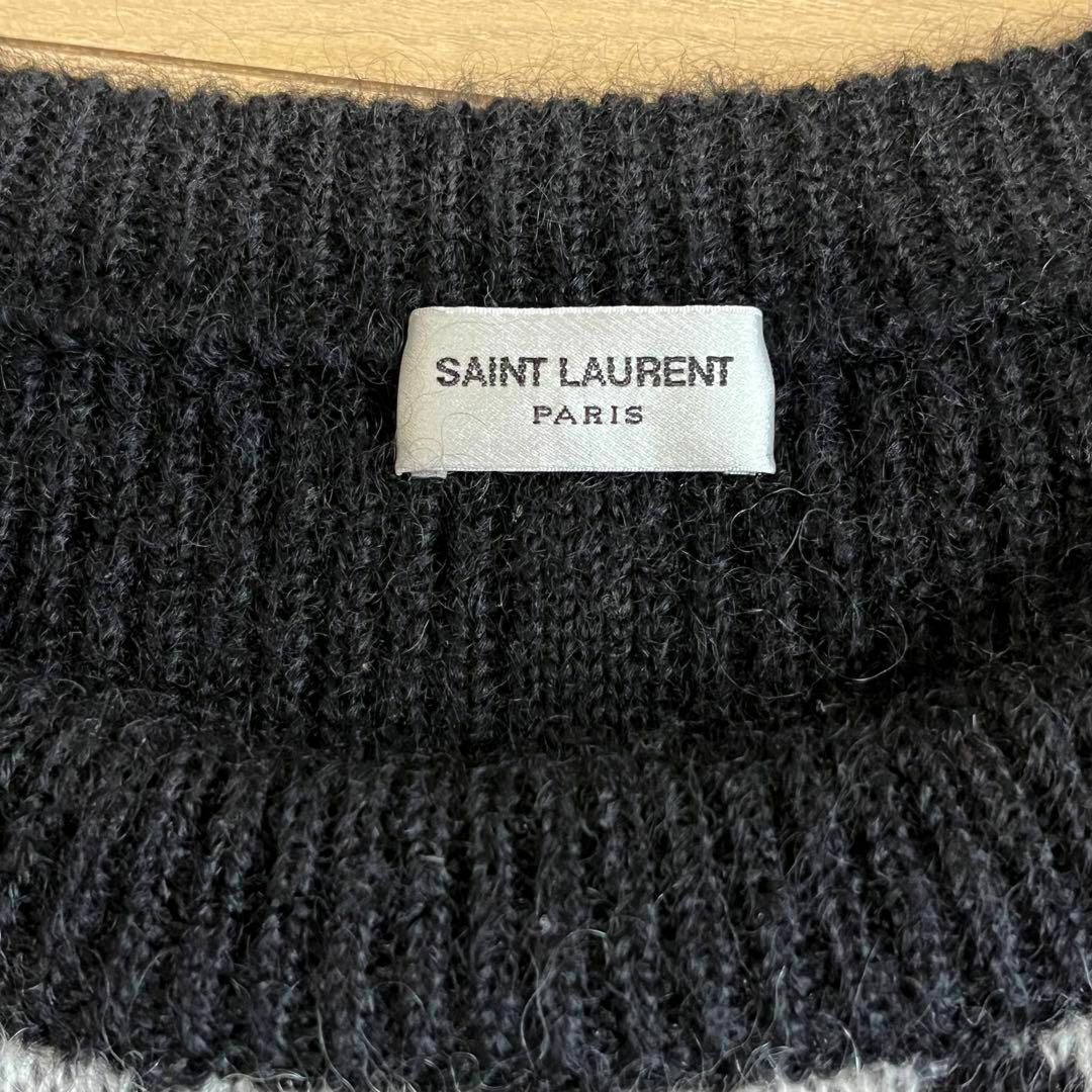 Saint Laurent(サンローラン)のサンローラン　モヘア混　ダイヤモンド柄　ニットセーター　モノトーン　XLサイズ メンズのトップス(ニット/セーター)の商品写真