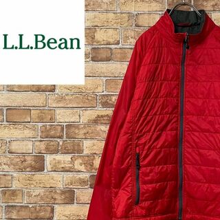 エルエルビーン(L.L.Bean)のエルエルビーン　ライトダウンジャケット　刺繍ロゴ　アウトドア　赤　ジップアップM(ダウンジャケット)