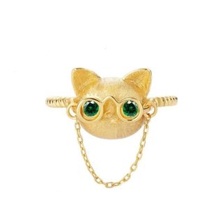 【希少品】リング　猫　ゴールド　高級感　レトロ　指輪　猫好き　アンティーク　韓国(リング(指輪))