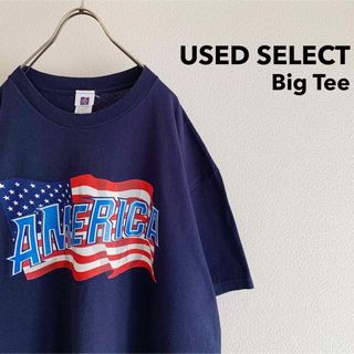 USA製 Graphic Design T-shirt / ビッグT ネイビー(Tシャツ/カットソー(半袖/袖なし))