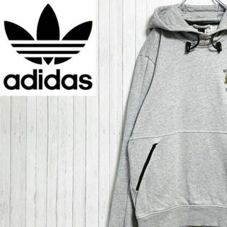 アディダス(adidas)のadidas　アディダス　パーカー　スウェット プルオーバー　グレー　M(パーカー)