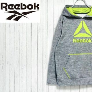 Reebok - リーボック　パーカー　スウェット　プルオーバー　ビッグプリント　グレー　蛍光