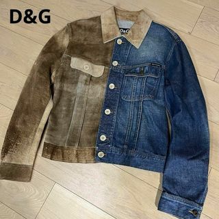 ディーアンドジー(D&G)のD&G　スエード　デニム　切り替え　トラックジャケット　ベージュ　Mサイズ(Gジャン/デニムジャケット)