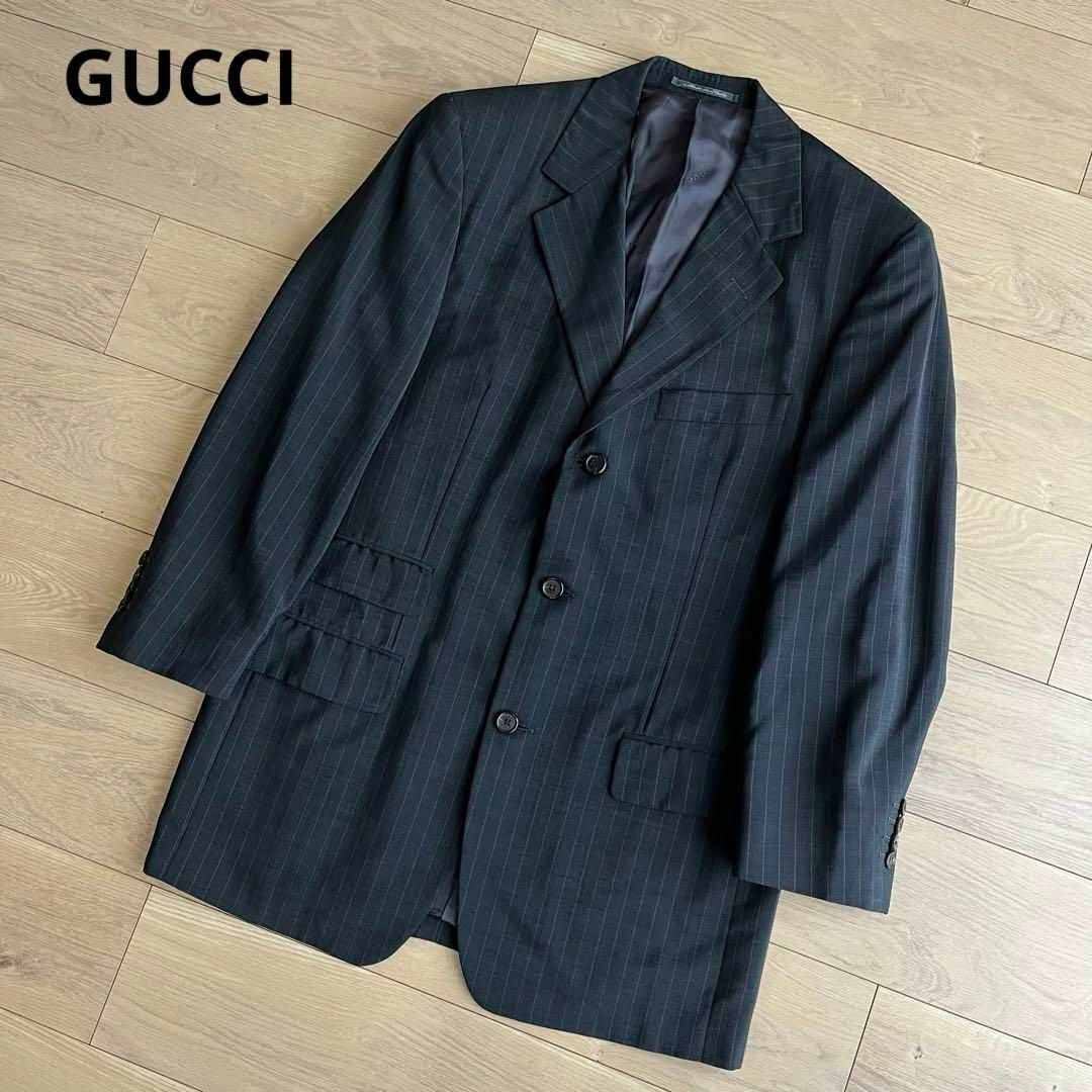 Gucci(グッチ)のグッチ　ウールモヘア　ストライプ　3B　テーラードジャケット　ブレザー メンズのジャケット/アウター(テーラードジャケット)の商品写真