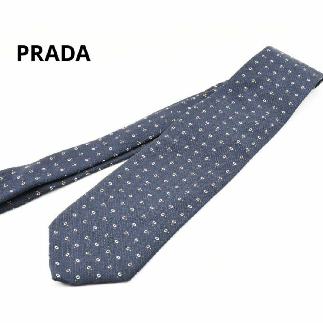 PRADA(プラダ)のPRADA　プラダ　総柄　シルクネクタイ　ネイビー メンズのファッション小物(ネクタイ)の商品写真