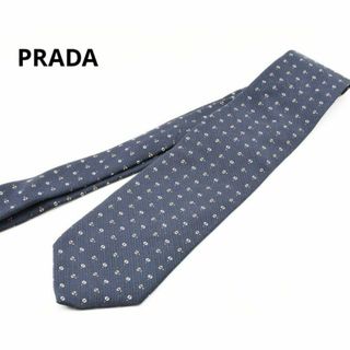 プラダ(PRADA)のPRADA　プラダ　総柄　シルクネクタイ　ネイビー(ネクタイ)