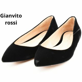 Gianvito Rossi - ジャンヴィトロッシ　ベロア　フラットシューズ　ポインテッドトゥ　黒　36サイズ