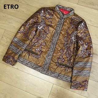 ETRO - ETRO　エトロ　総柄ペイズリー　ブラウン　中綿ジャケット　ブルゾン　44サイズ