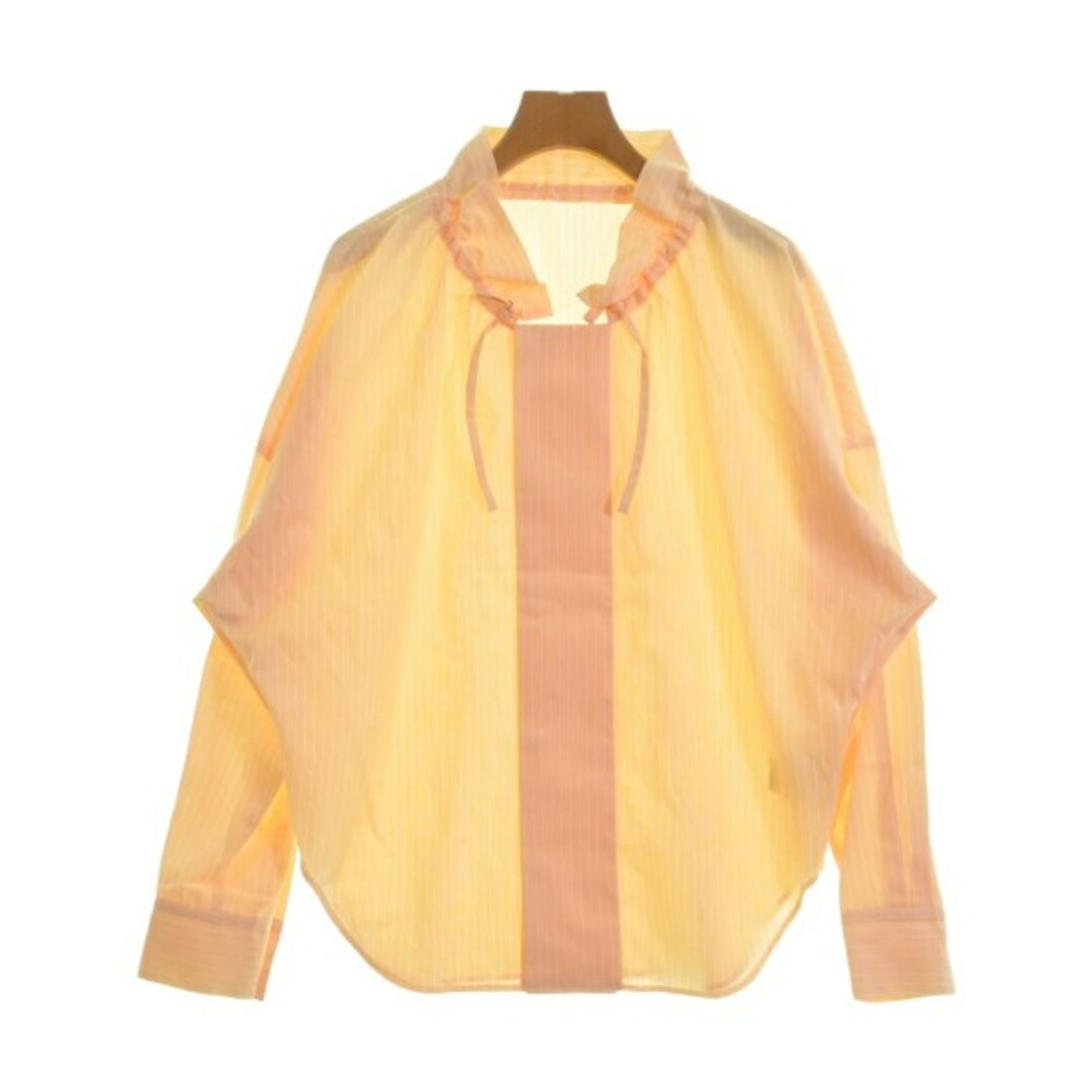 MACPHEE(マカフィー)のMACPHEE カジュアルシャツ 36(M位) オレンジx白(ストライプ) 【古着】【中古】 レディースのトップス(シャツ/ブラウス(長袖/七分))の商品写真