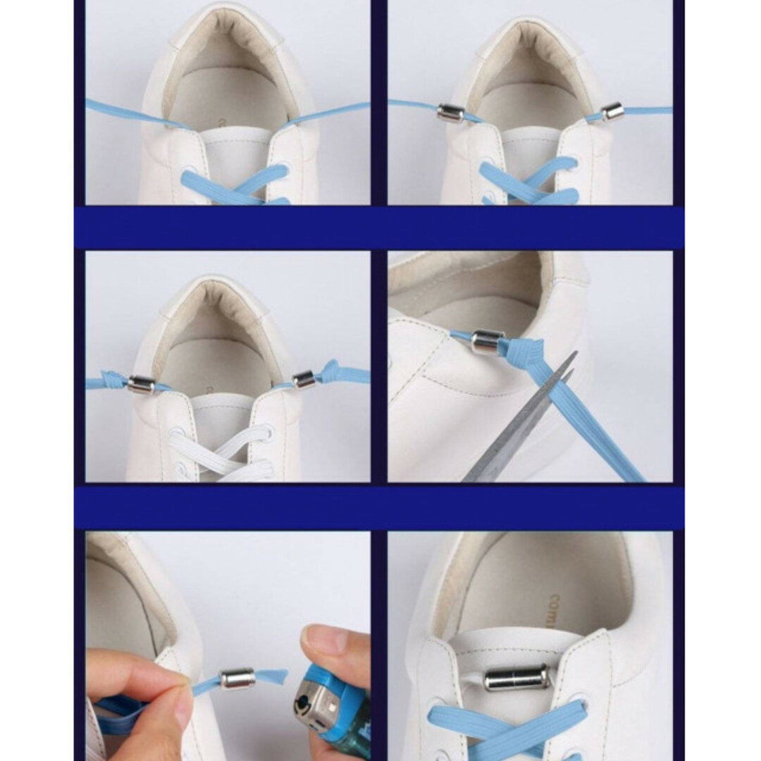 カプセル　結ばない　靴ひも　シルバー　6個セット　靴紐　シューレース　スニーカー スポーツ/アウトドアのスポーツ/アウトドア その他(その他)の商品写真