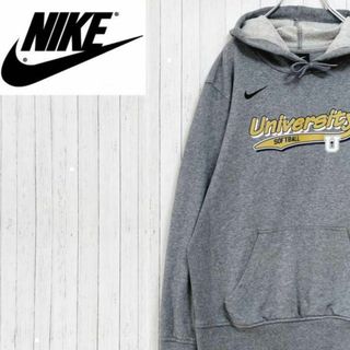 ナイキ(NIKE)のNIKE　ナイキ　パーカー　スウェット　ビッグプリント　カレッジ系　グレー　M(パーカー)