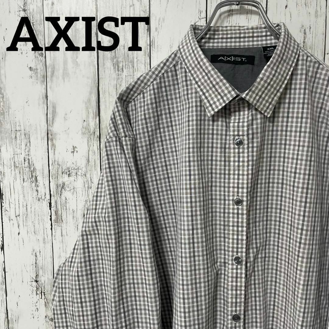 AXIST USA古着 ビッグサイズ チェック柄長袖シャツ 2XL グレー メンズのトップス(シャツ)の商品写真