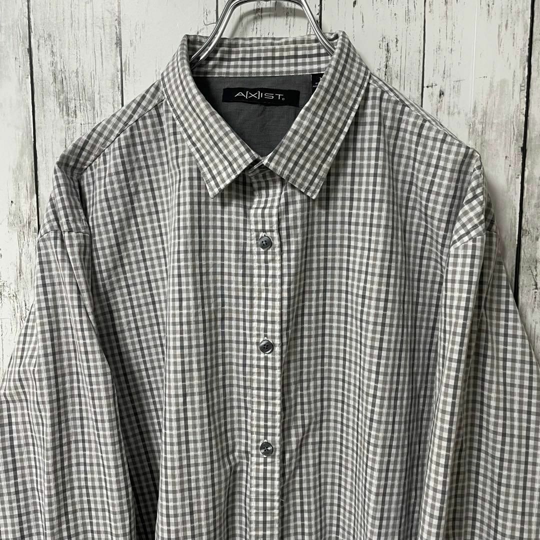 AXIST USA古着 ビッグサイズ チェック柄長袖シャツ 2XL グレー メンズのトップス(シャツ)の商品写真