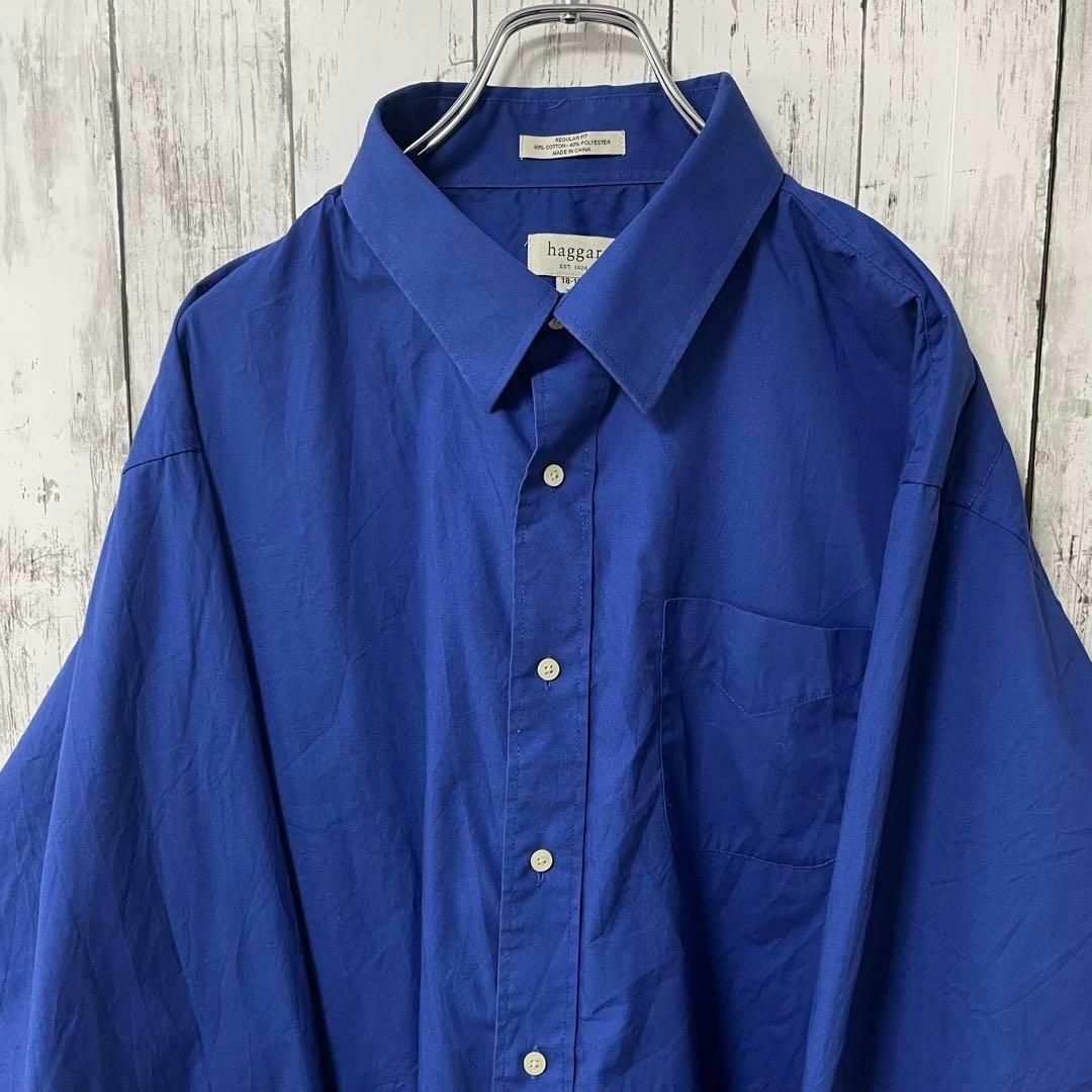 HAGGAR USA古着 ビッグサイズ 長袖シャツ 2XL ブルー ゆるダボ メンズのトップス(シャツ)の商品写真