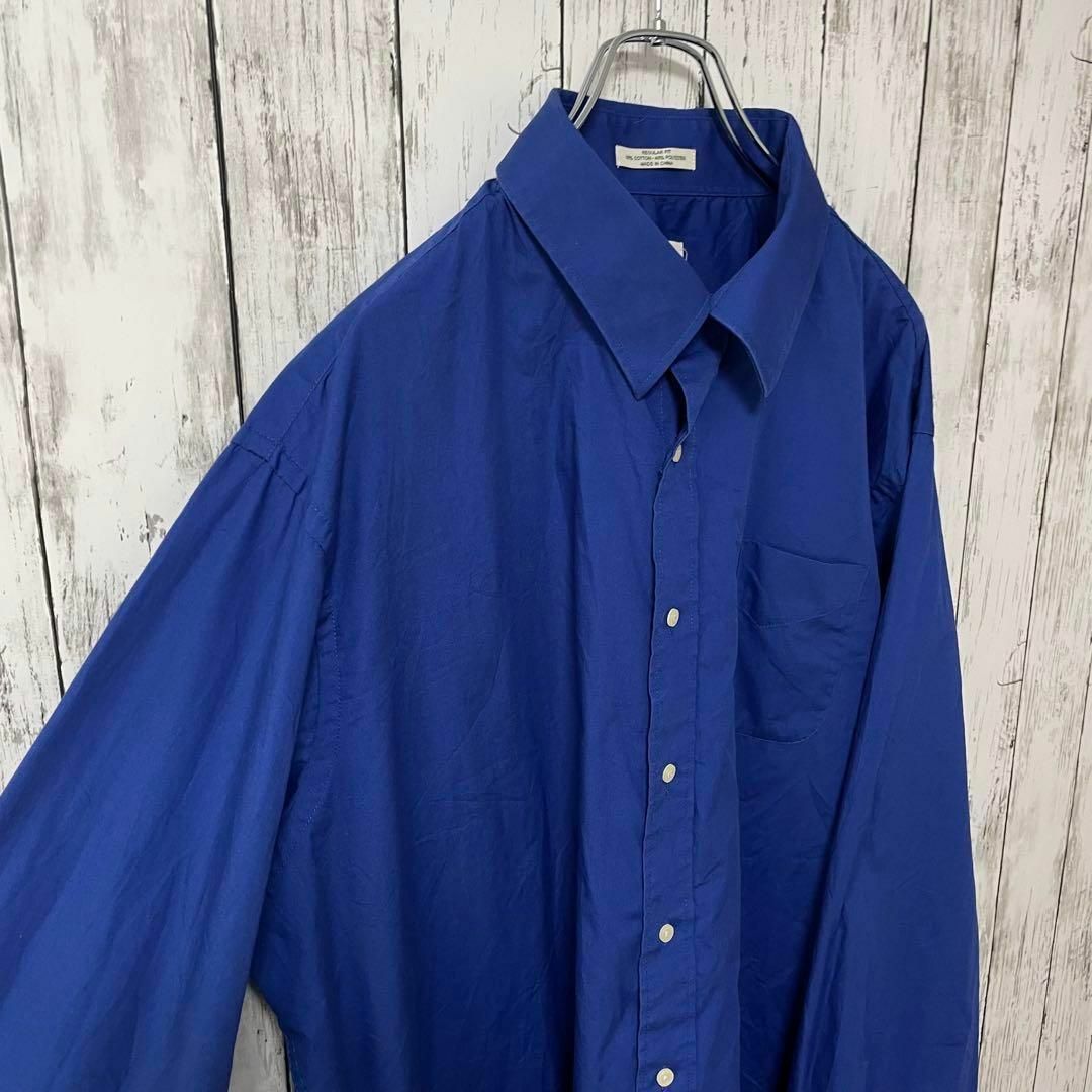 HAGGAR USA古着 ビッグサイズ 長袖シャツ 2XL ブルー ゆるダボ メンズのトップス(シャツ)の商品写真