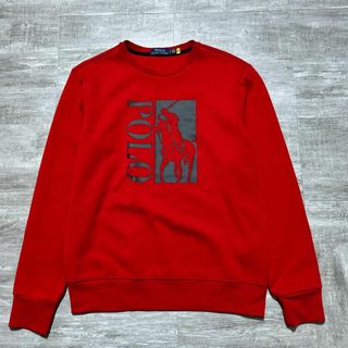 ポロラルフローレン(POLO RALPH LAUREN)の美品 現行タグ ポニーロゴ ポロラルフローレン スウェット 赤 トレーナー S(スウェット)