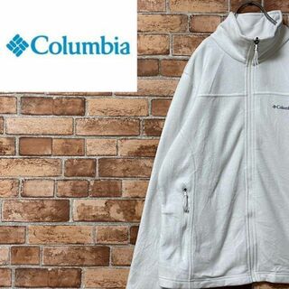 コロンビア(Columbia)のコロンビア　フリースジャケット　刺繍ロゴ　ジップアップ　白　古着女子　L(ブルゾン)