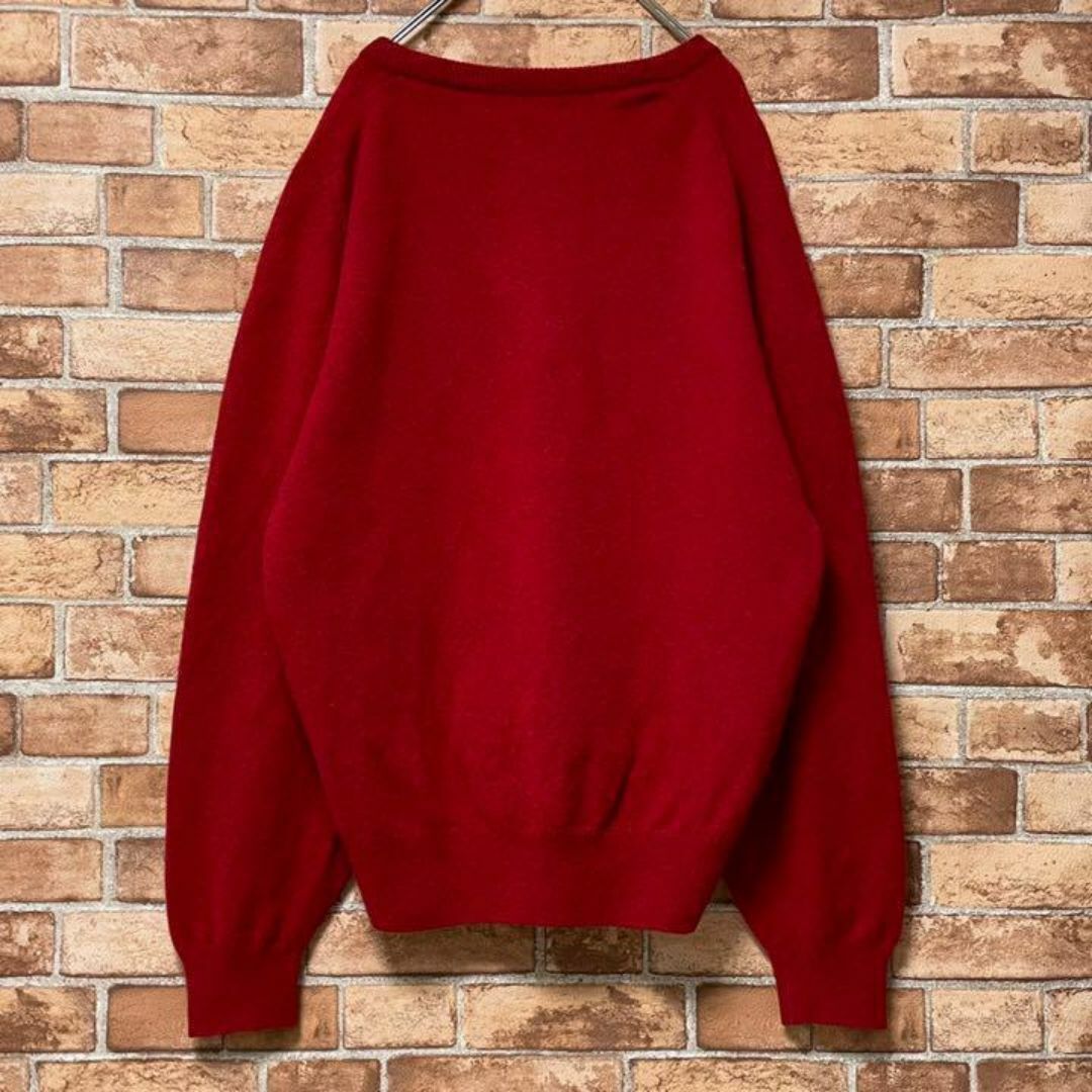 L.L.Bean(エルエルビーン)のエルエルビーン　ヴィンテージ　デザインニット　セーター　Vネック　赤　ウール　S メンズのトップス(ニット/セーター)の商品写真