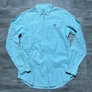 ラルフローレン(Ralph Lauren)のラルフローレン ホワイト ボタンダウンシャツ BDシャツ 刺繍 ポニーロゴ 水色(Tシャツ/カットソー(七分/長袖))