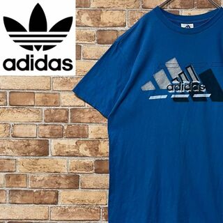 アディダス(adidas)のアディダス　Tシャツ　ビッグプリント　ビッグロゴ　ブルー　M(Tシャツ/カットソー(半袖/袖なし))