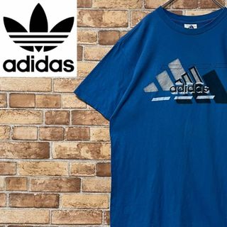 アディダス(adidas)のアディダス　Tシャツ　ビッグプリント　ビッグロゴ　ブルー　M(Tシャツ/カットソー(半袖/袖なし))