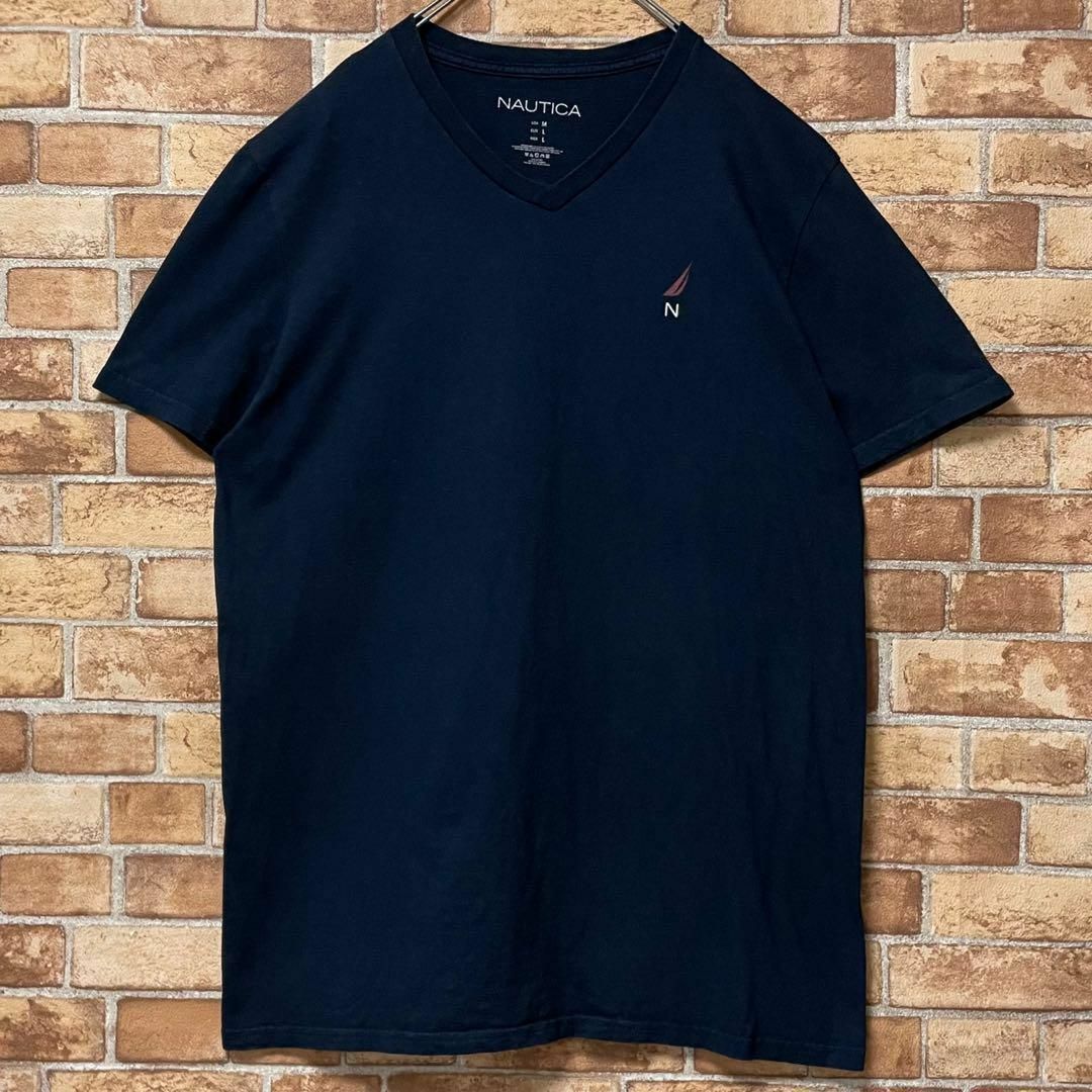 NAUTICA(ノーティカ)のノーティカ　Tシャツ　ネイビー　バックプリント　ロゴ　Vネック　M メンズのトップス(Tシャツ/カットソー(半袖/袖なし))の商品写真