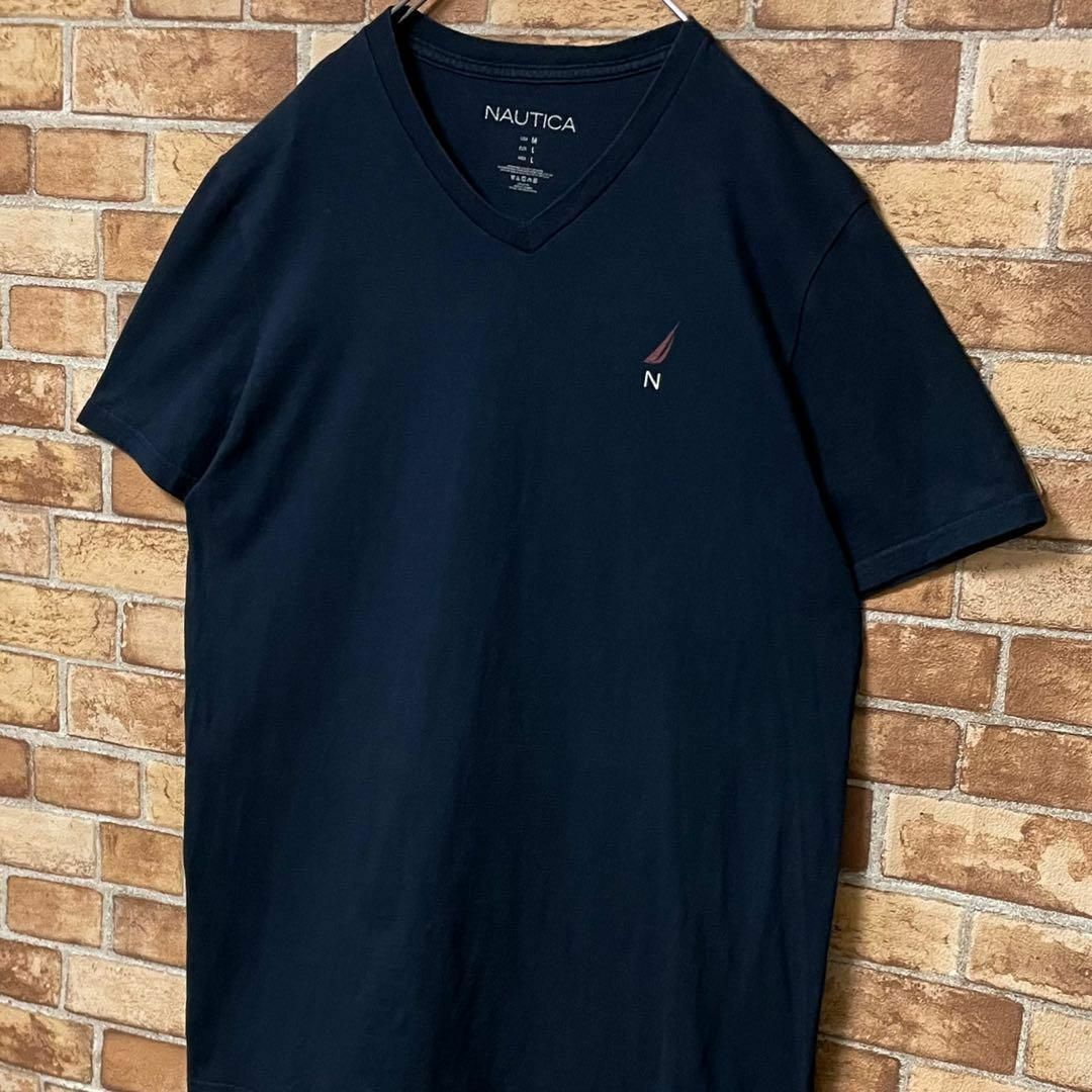 NAUTICA(ノーティカ)のノーティカ　Tシャツ　ネイビー　バックプリント　ロゴ　Vネック　M メンズのトップス(Tシャツ/カットソー(半袖/袖なし))の商品写真