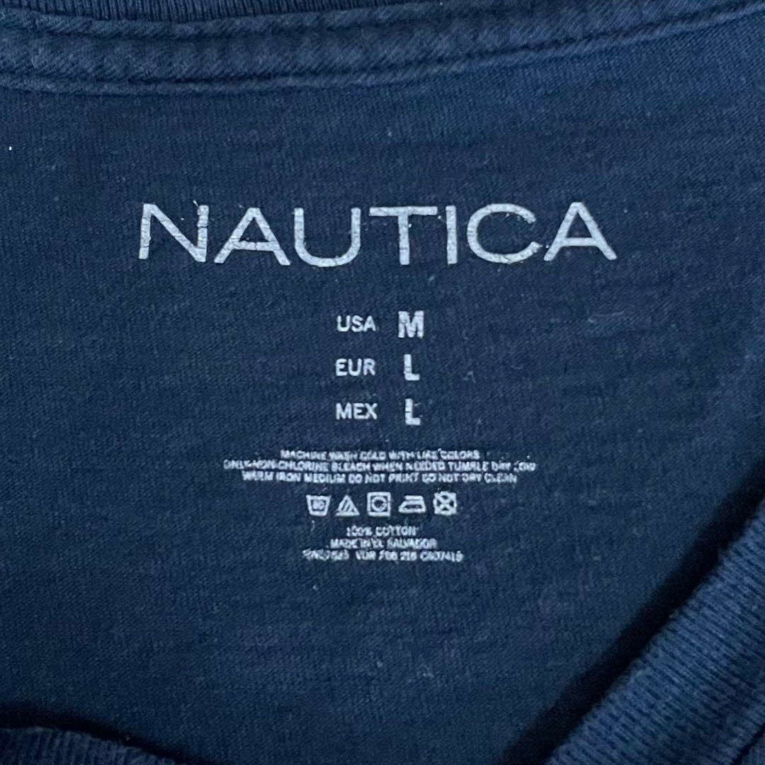 NAUTICA(ノーティカ)のノーティカ　Tシャツ　ネイビー　バックプリント　ロゴ　Vネック　M メンズのトップス(Tシャツ/カットソー(半袖/袖なし))の商品写真