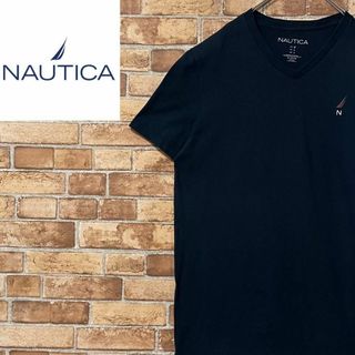 ノーティカ(NAUTICA)のノーティカ　Tシャツ　ネイビー　バックプリント　ロゴ　Vネック　M(Tシャツ/カットソー(半袖/袖なし))