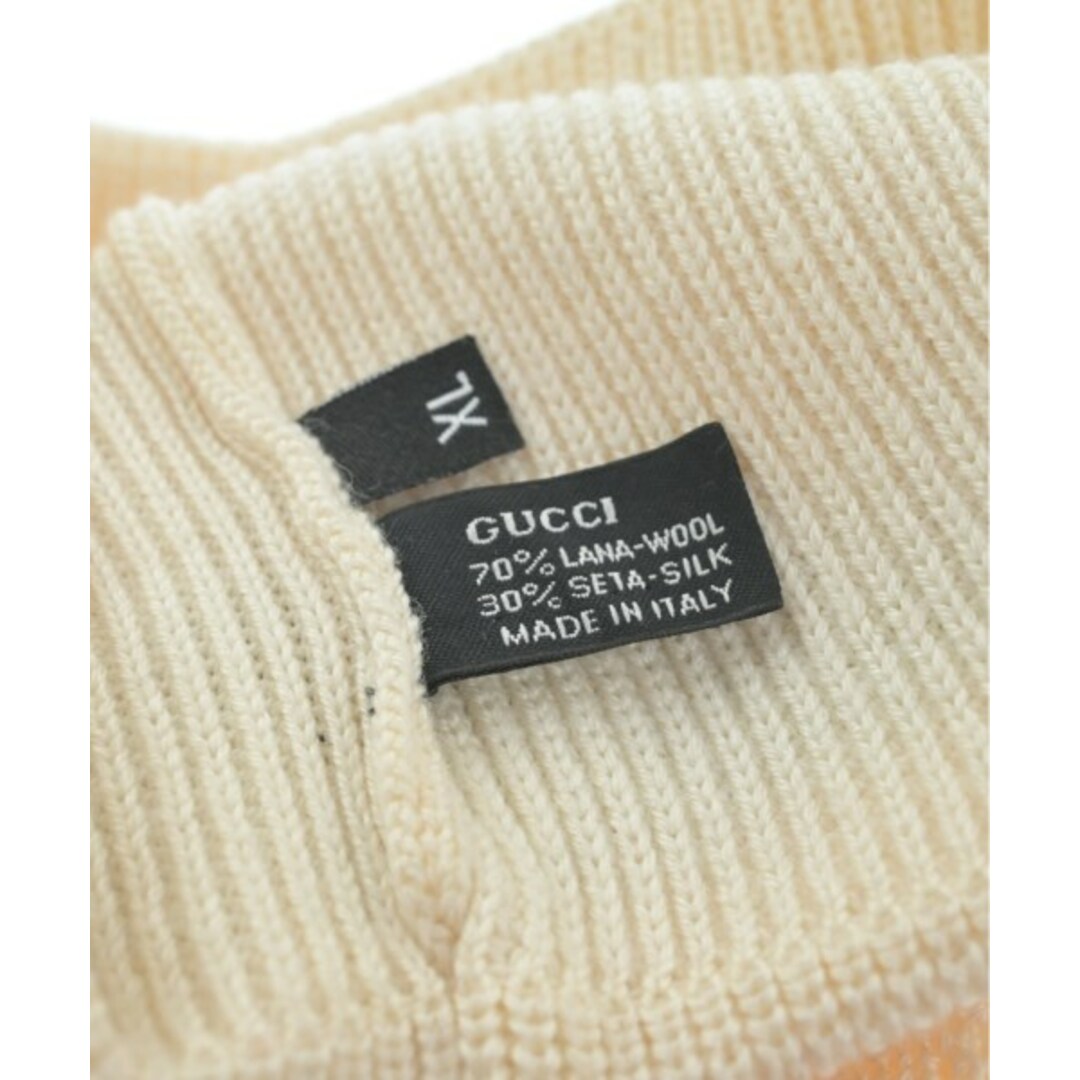 Gucci(グッチ)のGUCCI グッチ ニットキャップ・ビーニー XL 白x緑xエンジ 【古着】【中古】 メンズの帽子(ニット帽/ビーニー)の商品写真