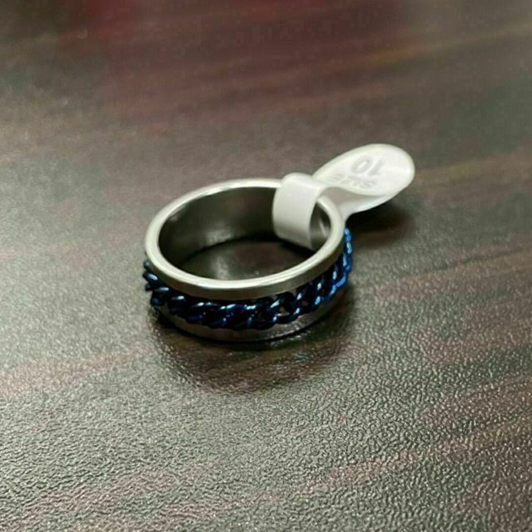 【R030】リング　メンズ　指輪　ブルー　青　アクセサリー　お洒落　20号 メンズのアクセサリー(リング(指輪))の商品写真