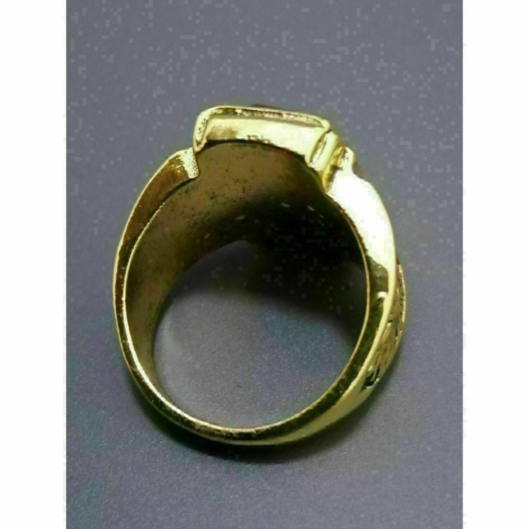 【R081】リング　メンズ　指輪　ブラック　黒　ステンレス　カレッジ　20号 メンズのアクセサリー(リング(指輪))の商品写真