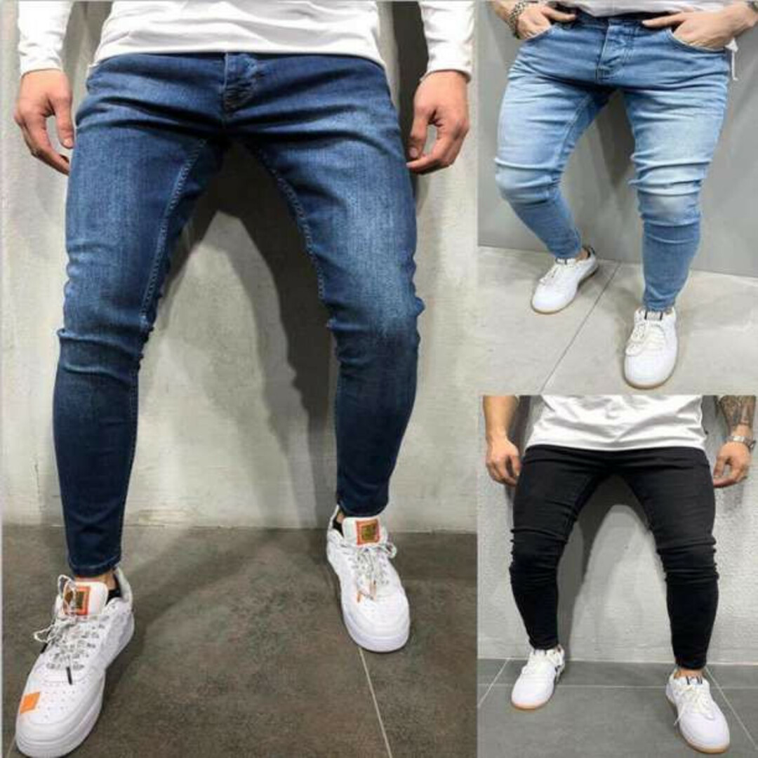 【新品】スキニー デニム パンツ ストレッチ ジーンズ ブラック Mサイズ メンズのパンツ(デニム/ジーンズ)の商品写真