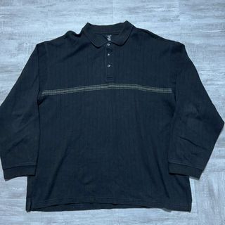 00s Y2K ビッグサイズ VAN HEUSEN 長袖ポロシャツ ストライプ(ポロシャツ)