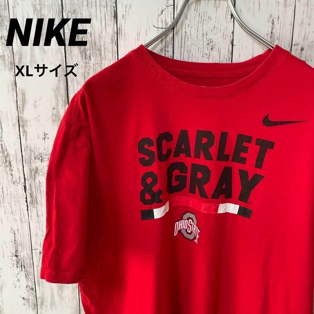 NIKE(ナイキ)の●NIKE ナイキ　ロゴTシャツ　レッド　スウォッシュ　ストリート　メンズ メンズのトップス(Tシャツ/カットソー(半袖/袖なし))の商品写真