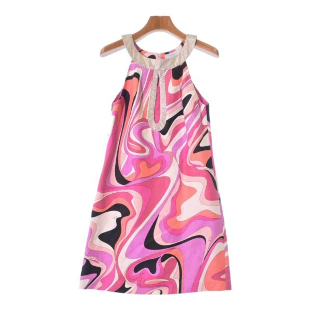 EMILIO PUCCI(エミリオプッチ)のEMILIO PUCCI ワンピース 34(XXS位) 紫xピンクx白(総柄) 【古着】【中古】 レディースのワンピース(ひざ丈ワンピース)の商品写真