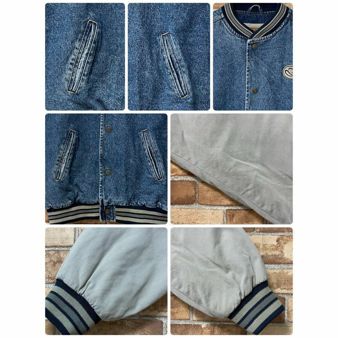 GEAR 中綿　デニムスタジャン　刺繍ロゴ　スナップボタン　キルティング　S メンズのジャケット/アウター(Gジャン/デニムジャケット)の商品写真